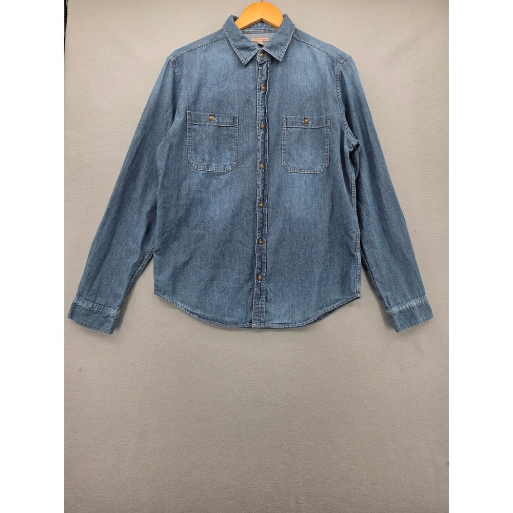 Cape Juby Denim Shirt Womens Medium Blue Jean Button Down Long Sleeve Cotton Top